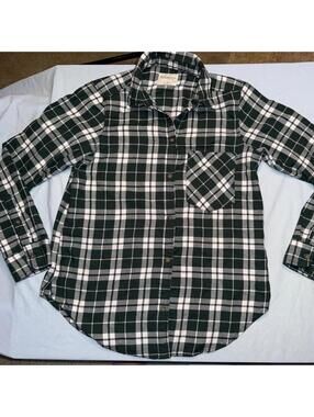 Abercrombie & Fitch soft af womens green plaid flannel shirt sz S layer cabin